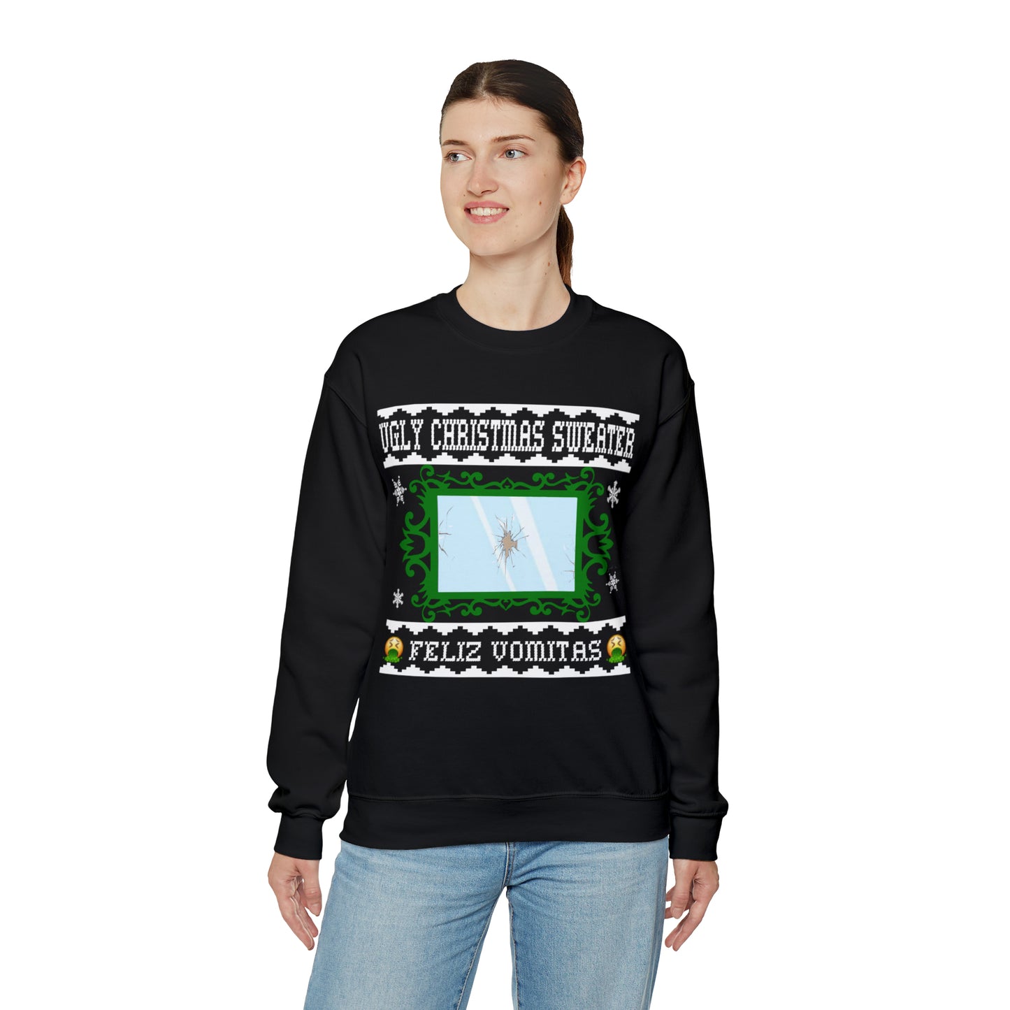 Funny Ugly Christmas Sweater Cracked Mirror Unisex