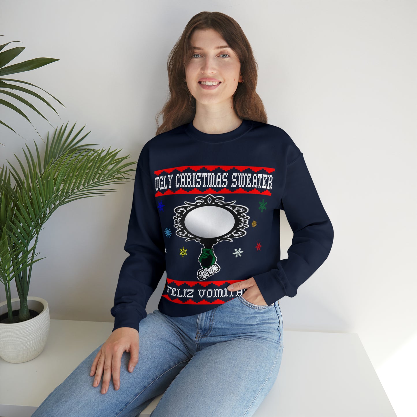 Funny Ugly Christmas Sweater Ugly Faux Reflection Unisex