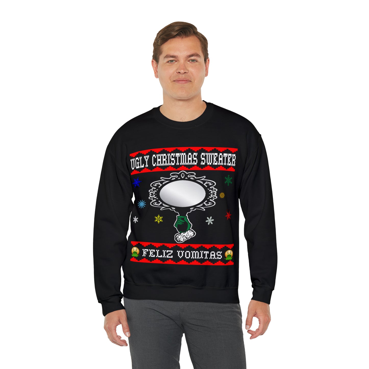 Funny Ugly Christmas Sweater Ugly Faux Reflection Unisex