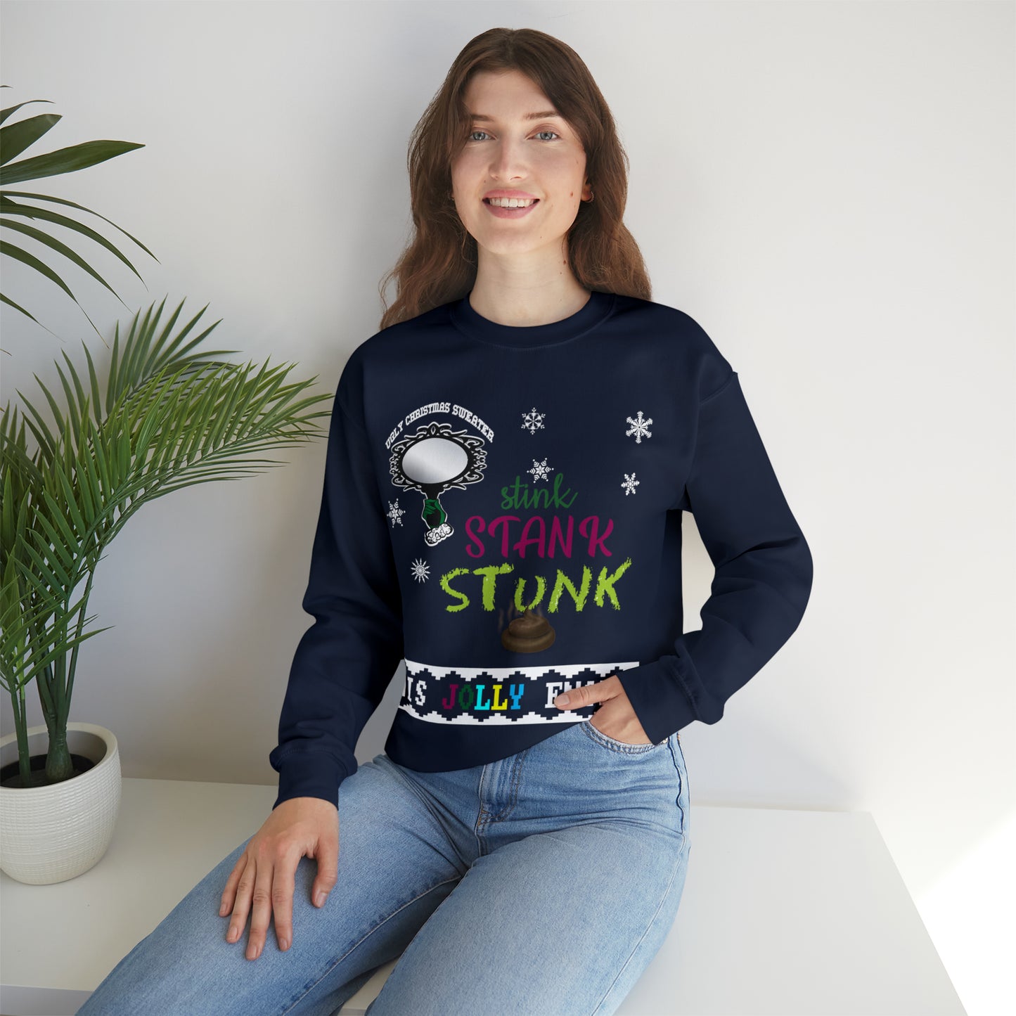 Funny Ugly Christmas Sweater Stink Stank Stunk Unisex