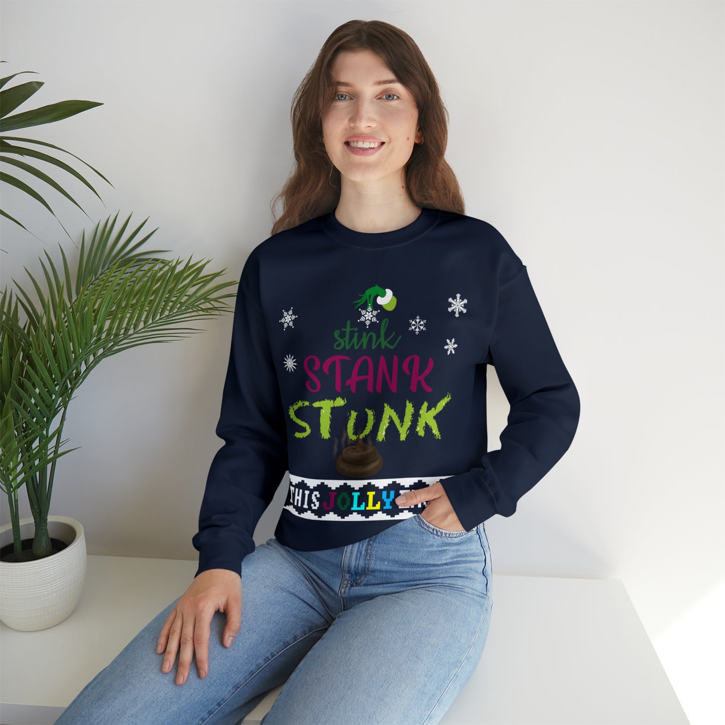 Funny Ugly Christmas Sweater Stink Stank Stunk Christmas Tree Unisex