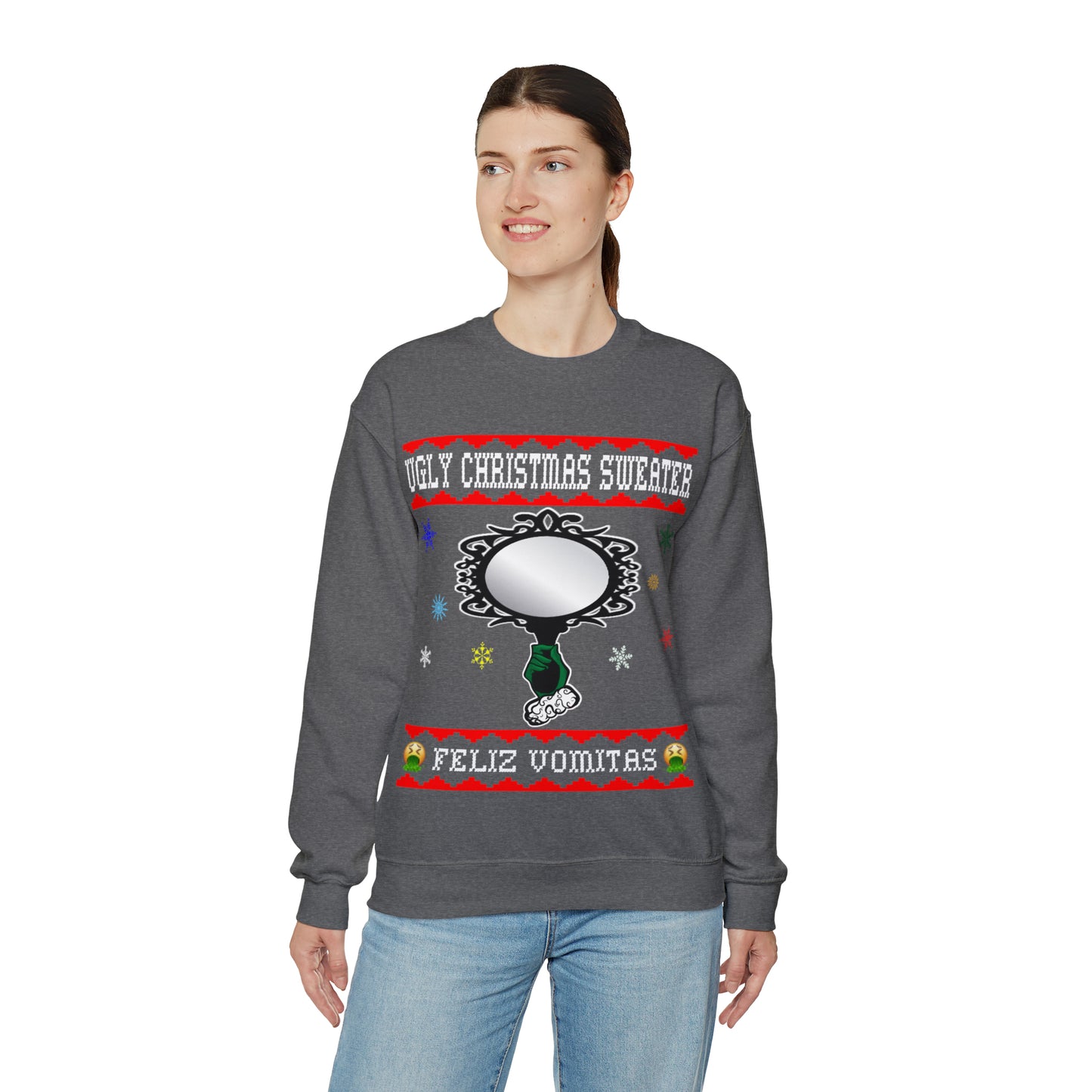 Funny Ugly Christmas Sweater Ugly Faux Reflection Unisex