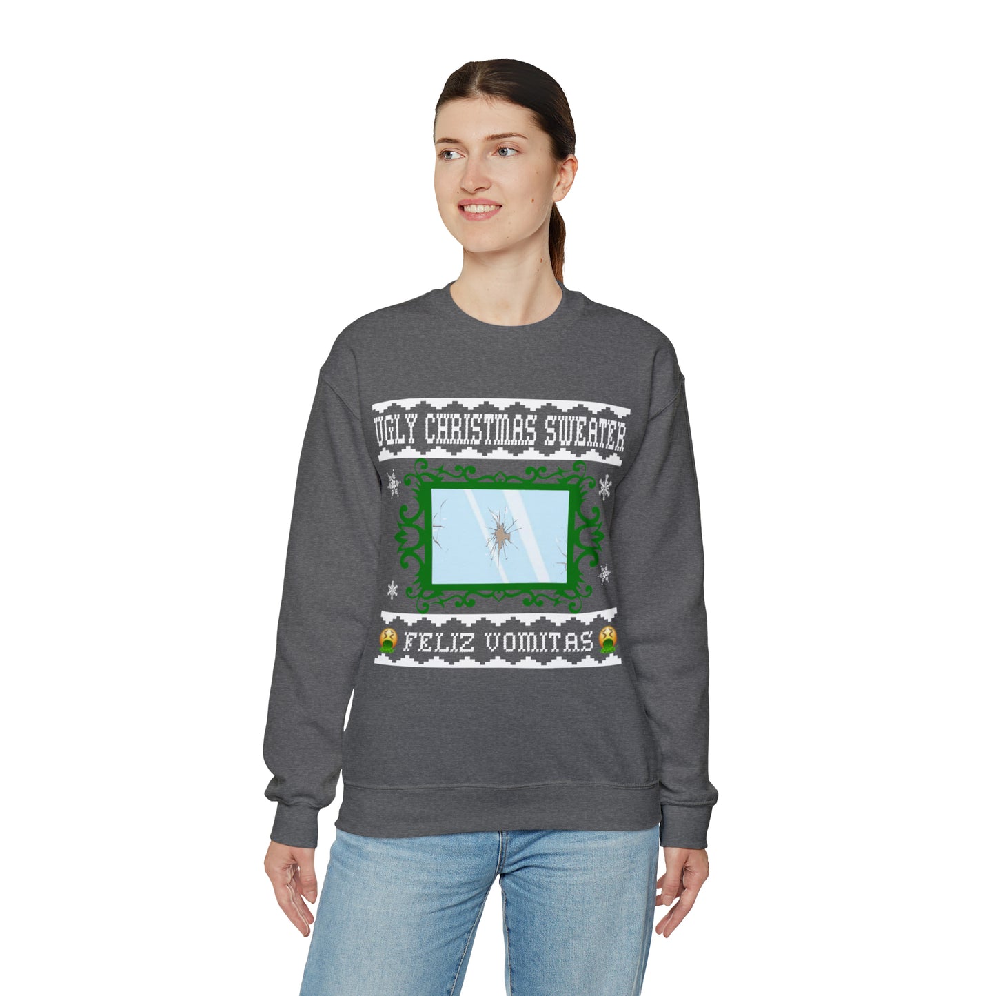 Funny Ugly Christmas Sweater Cracked Mirror Unisex