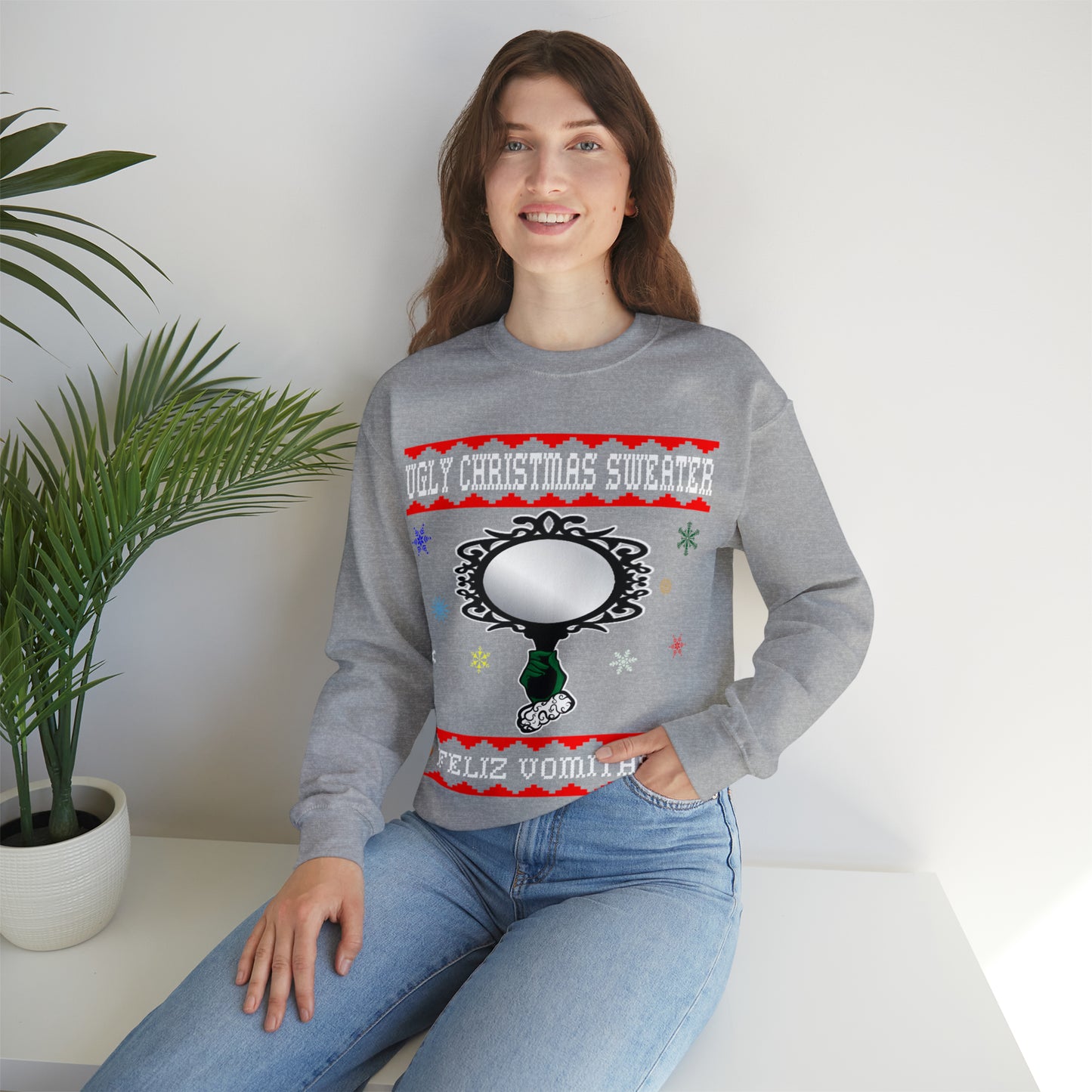 Funny Ugly Christmas Sweater Ugly Faux Reflection Unisex