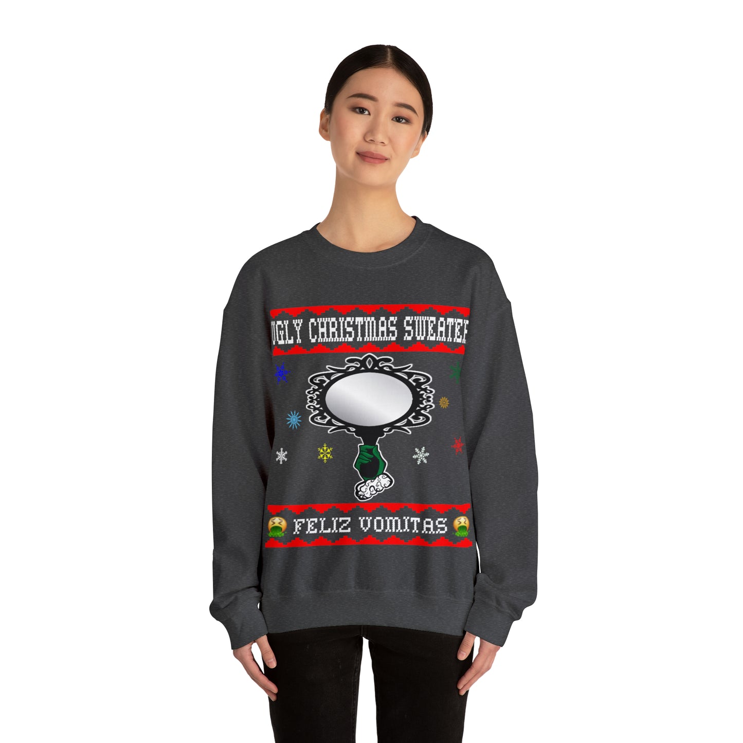 Funny Ugly Christmas Sweater Ugly Faux Reflection Unisex