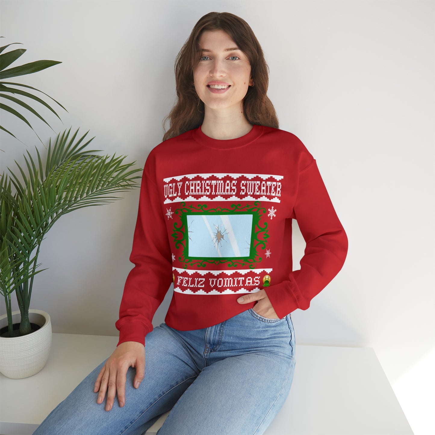 Funny Ugly Christmas Sweater Cracked Mirror Unisex