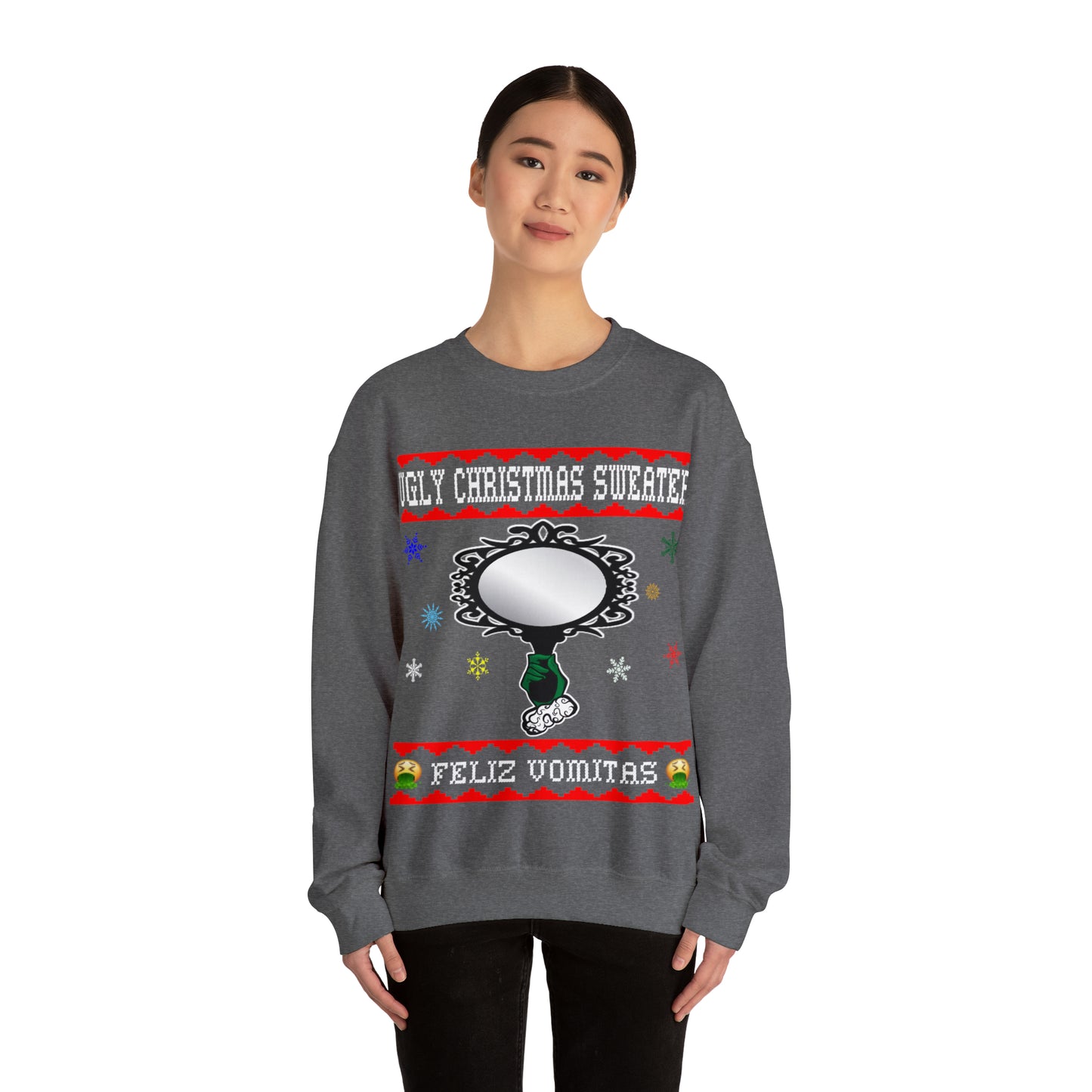 Funny Ugly Christmas Sweater Ugly Faux Reflection Unisex