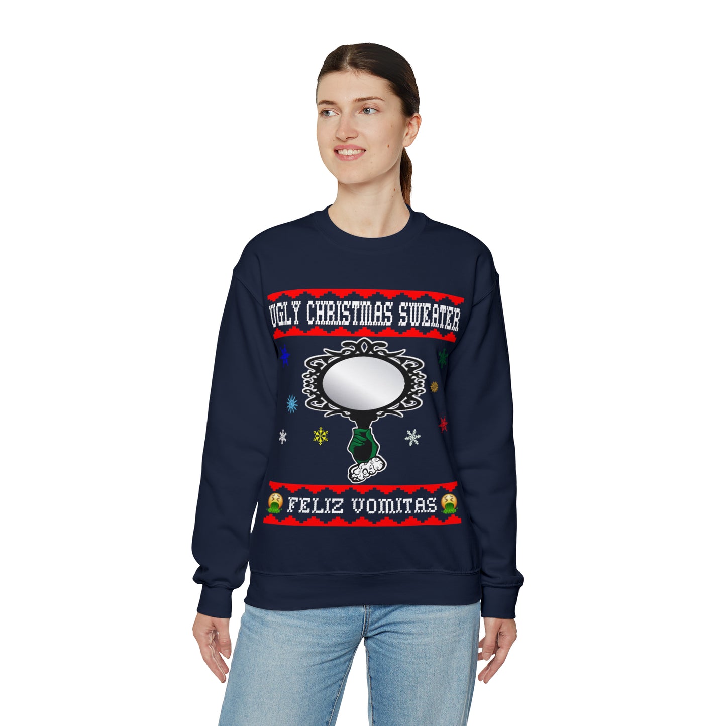 Funny Ugly Christmas Sweater Ugly Faux Reflection Unisex