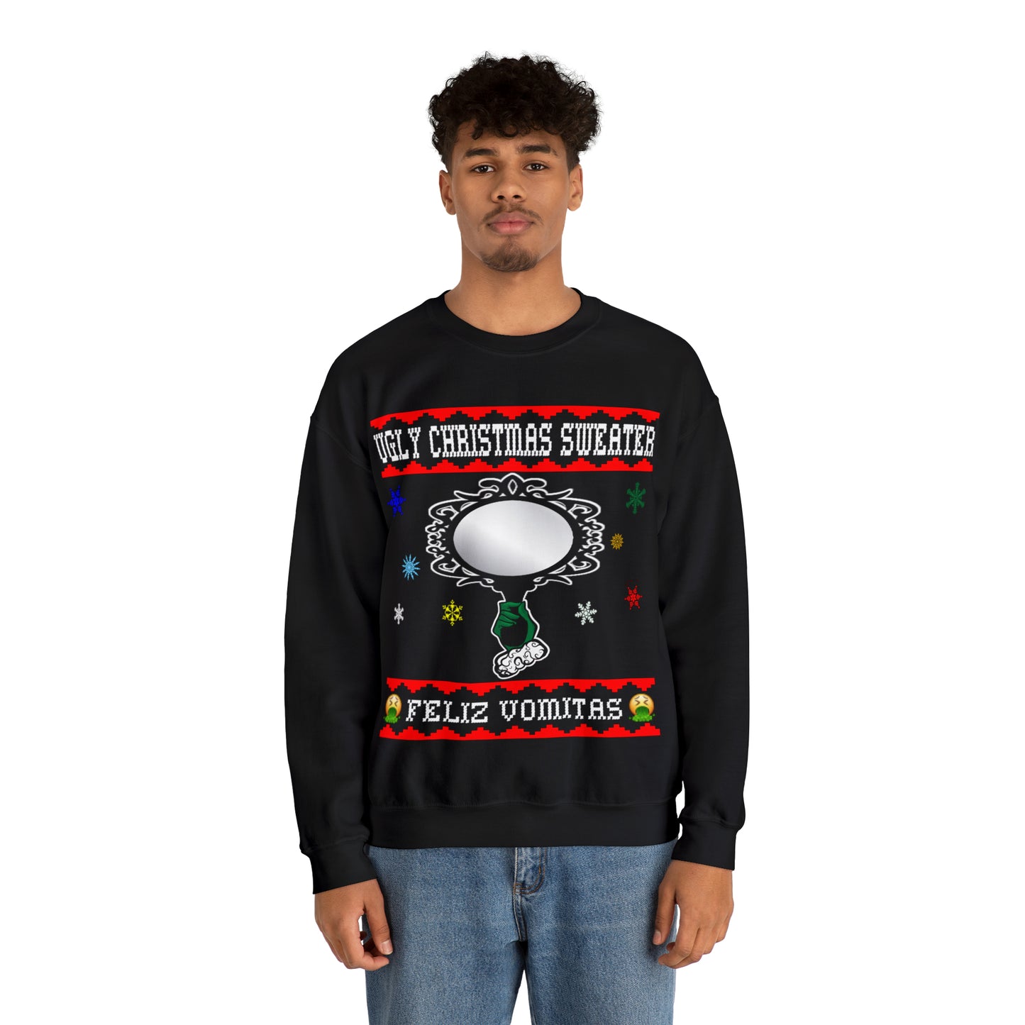 Funny Ugly Christmas Sweater Ugly Faux Reflection Unisex