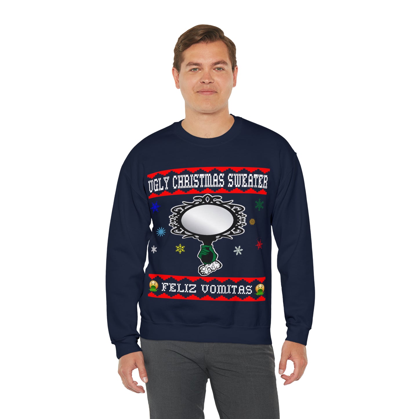 Funny Ugly Christmas Sweater Ugly Faux Reflection Unisex