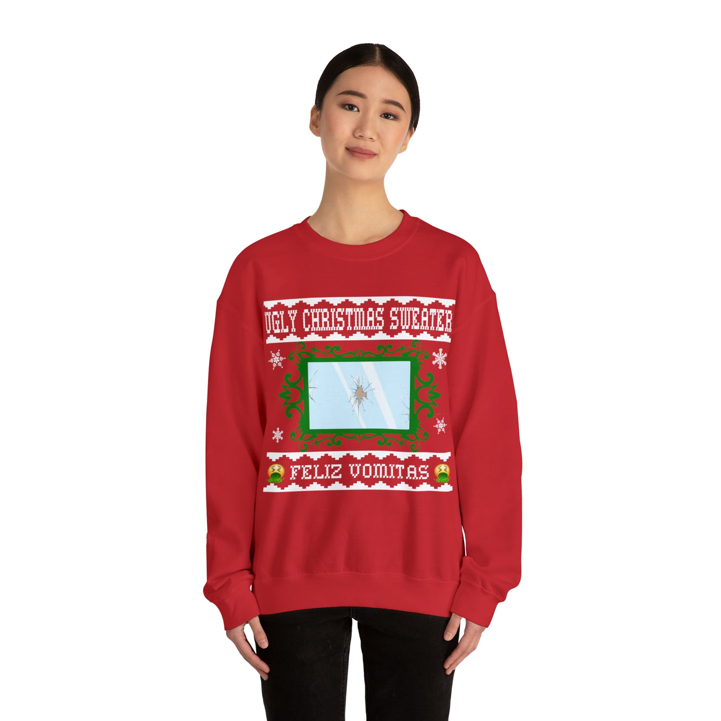 Funny Ugly Christmas Sweater Cracked Mirror Unisex