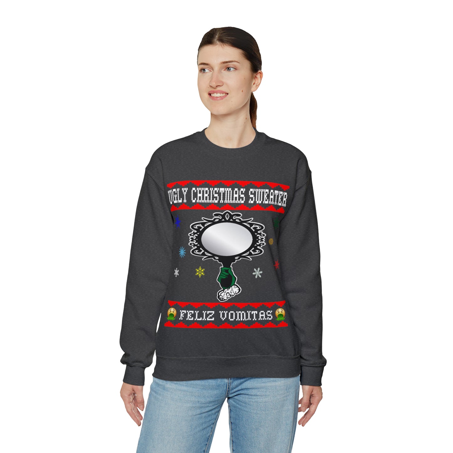 Funny Ugly Christmas Sweater Ugly Faux Reflection Unisex