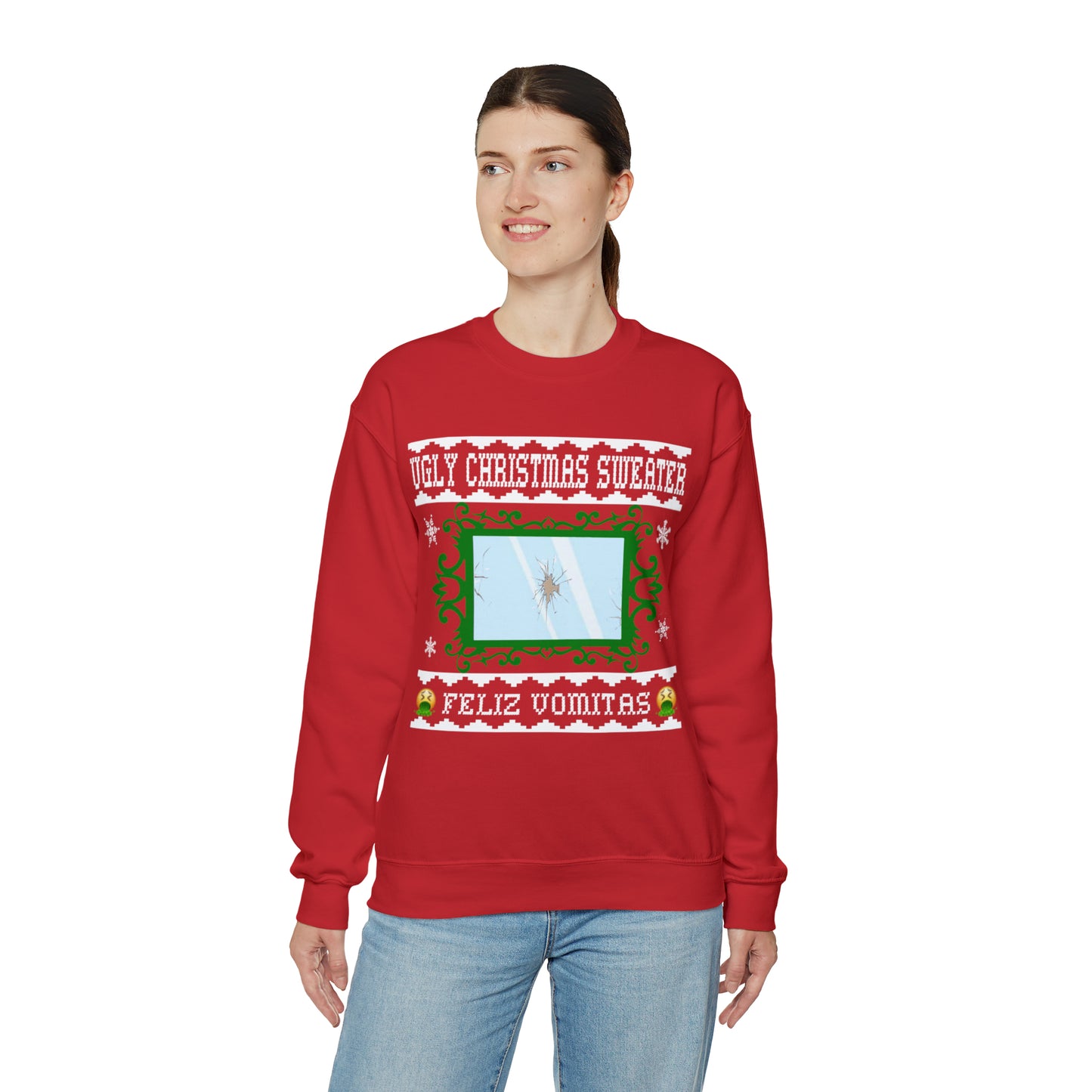 Funny Ugly Christmas Sweater Cracked Mirror Unisex