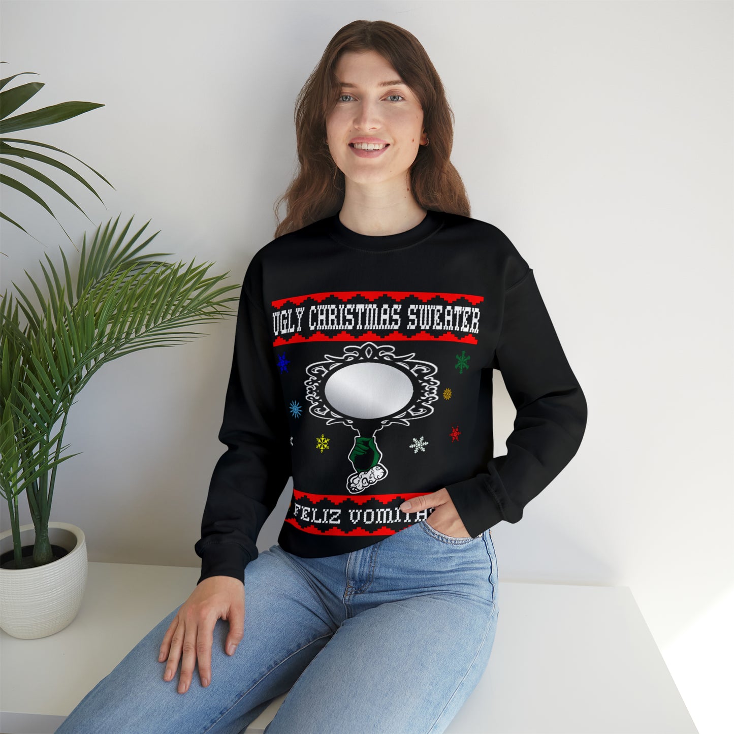 Funny Ugly Christmas Sweater Ugly Faux Reflection Unisex