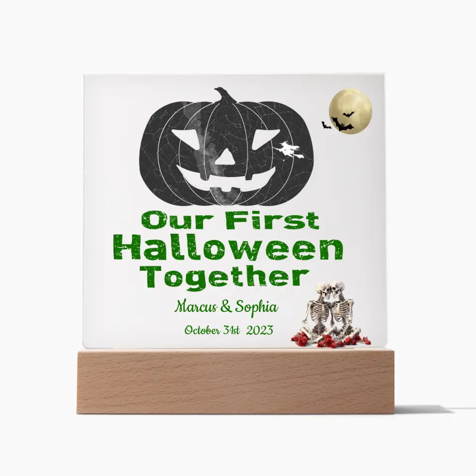 Acrylic LED Square Star Map Couple's First Halloween Personalizable Gift