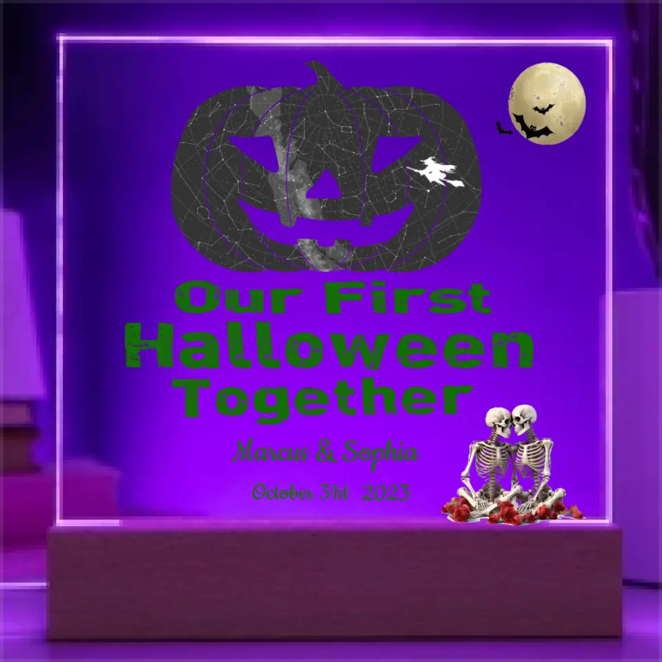 Acrylic LED Square Star Map Couple's First Halloween Personalizable Gift