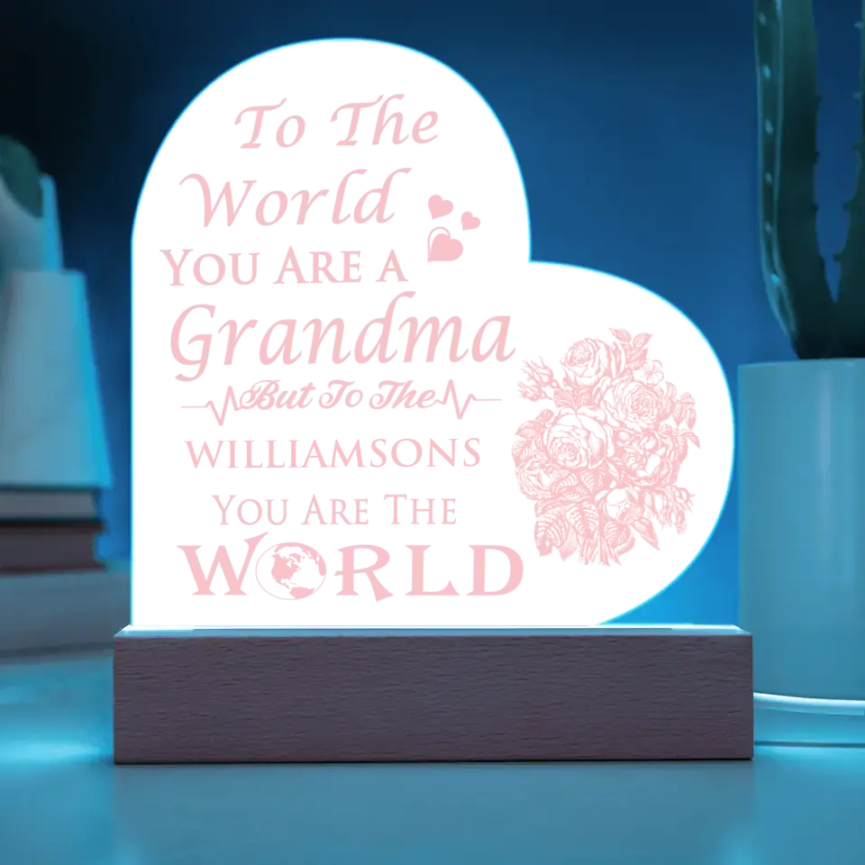 GIFT FOR GRANDMA FROM GRAND KIDS PERSONALIZED ACRYLIC LED HEART NIGHTLIGHT GRANDMA ANNIVERSARY BIRTHDAY GIFT