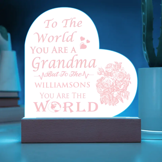 GIFT FOR GRANDMA FROM GRAND KIDS PERSONALIZED ACRYLIC LED HEART NIGHTLIGHT GRANDMA ANNIVERSARY BIRTHDAY GIFT