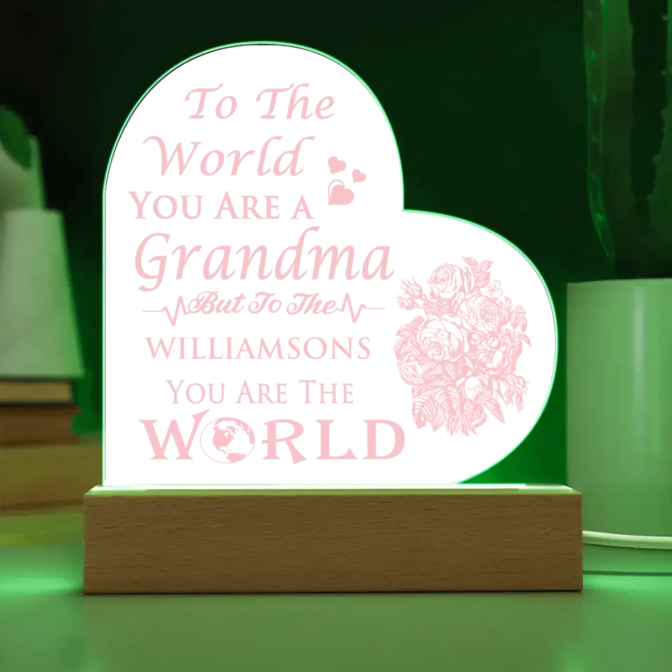 GIFT FOR GRANDMA FROM GRAND KIDS PERSONALIZED ACRYLIC LED HEART NIGHTLIGHT GRANDMA ANNIVERSARY BIRTHDAY GIFT