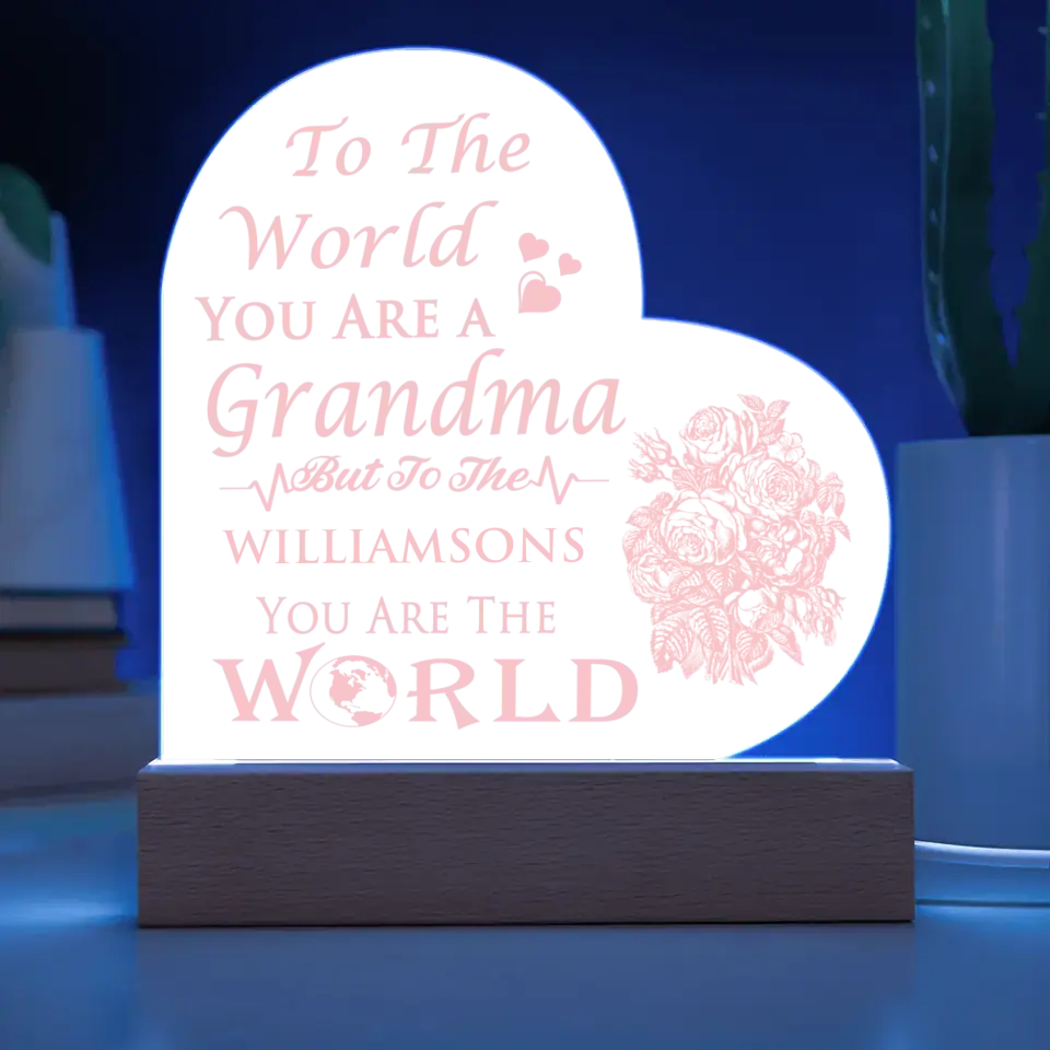 GIFT FOR GRANDMA FROM GRAND KIDS PERSONALIZED ACRYLIC LED HEART NIGHTLIGHT GRANDMA ANNIVERSARY BIRTHDAY GIFT