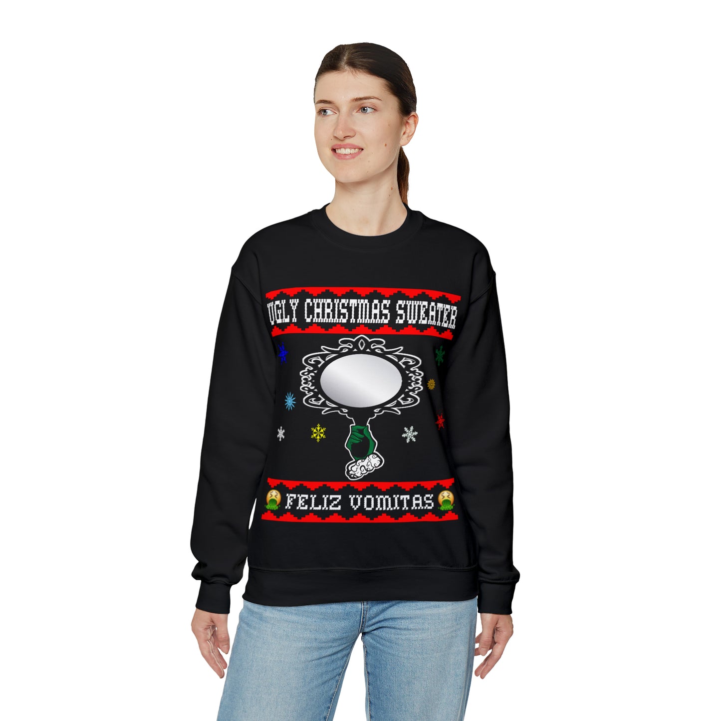 Funny Ugly Christmas Sweater Ugly Faux Reflection Unisex