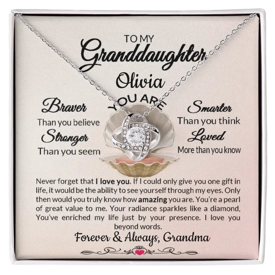 Granddaughter Love Knot Necklace From Grandparent