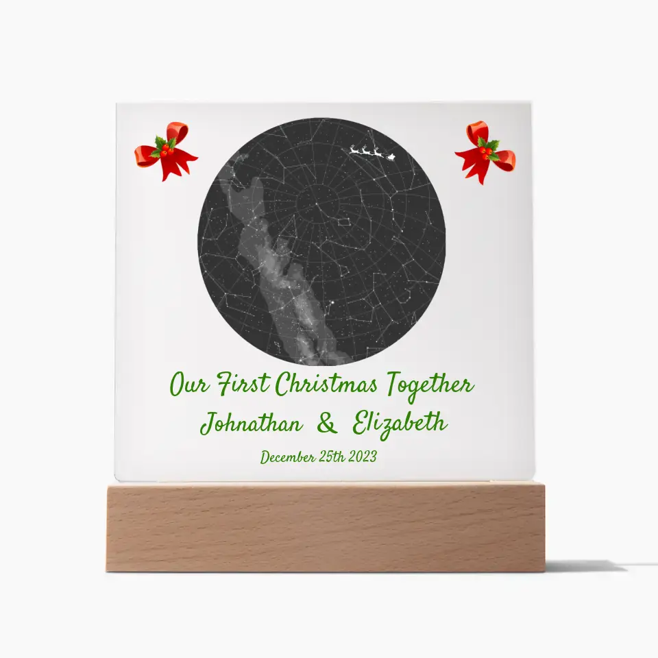 Personalized Couple First Christmas Together Star Map LED Multicolor Acrylic Square