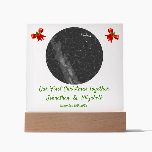 Personalized Couple First Christmas Together Star Map LED Multicolor Acrylic Square