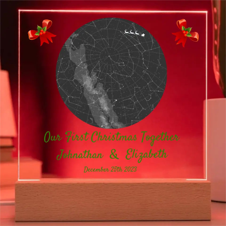 Personalized Couple First Christmas Together Star Map LED Multicolor Acrylic Square