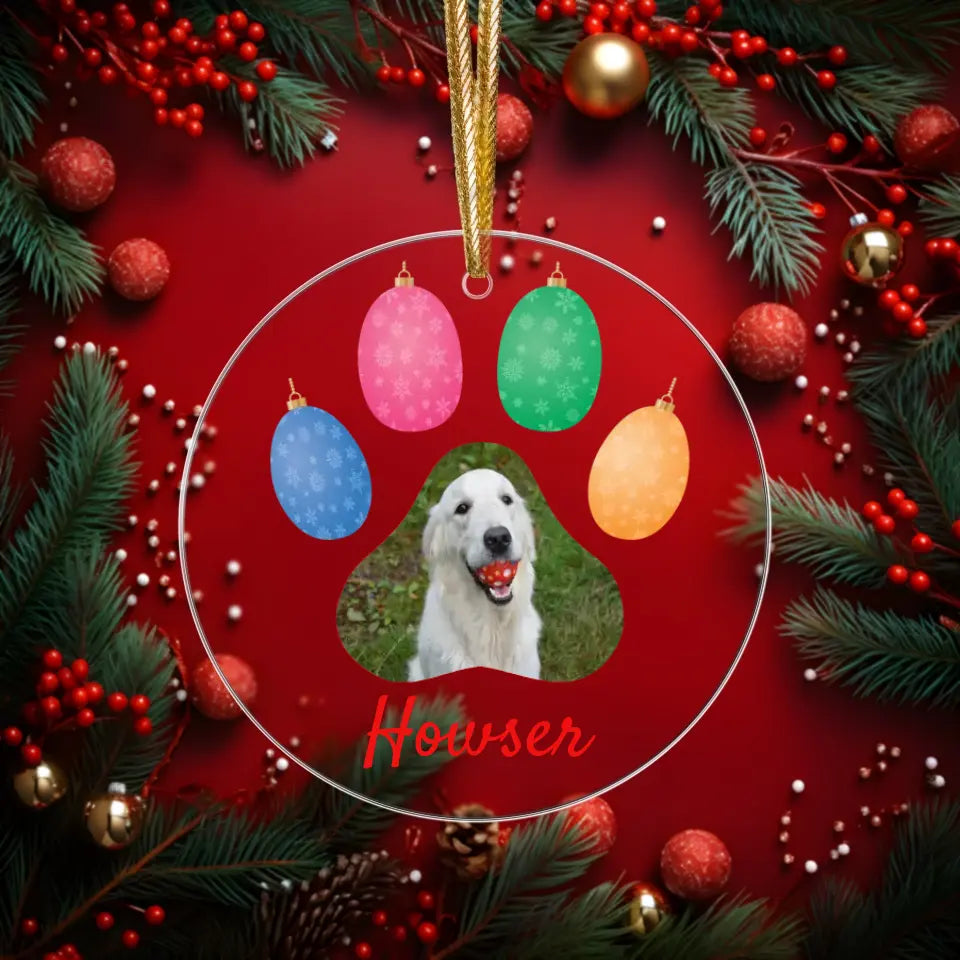 Christmas Ornament Pet Paw Personalized Tree Ornament