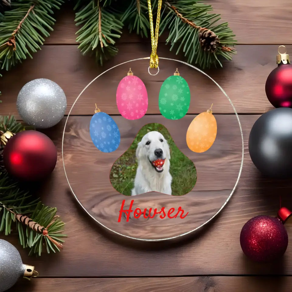 Christmas Ornament Pet Paw Personalized Tree Ornament