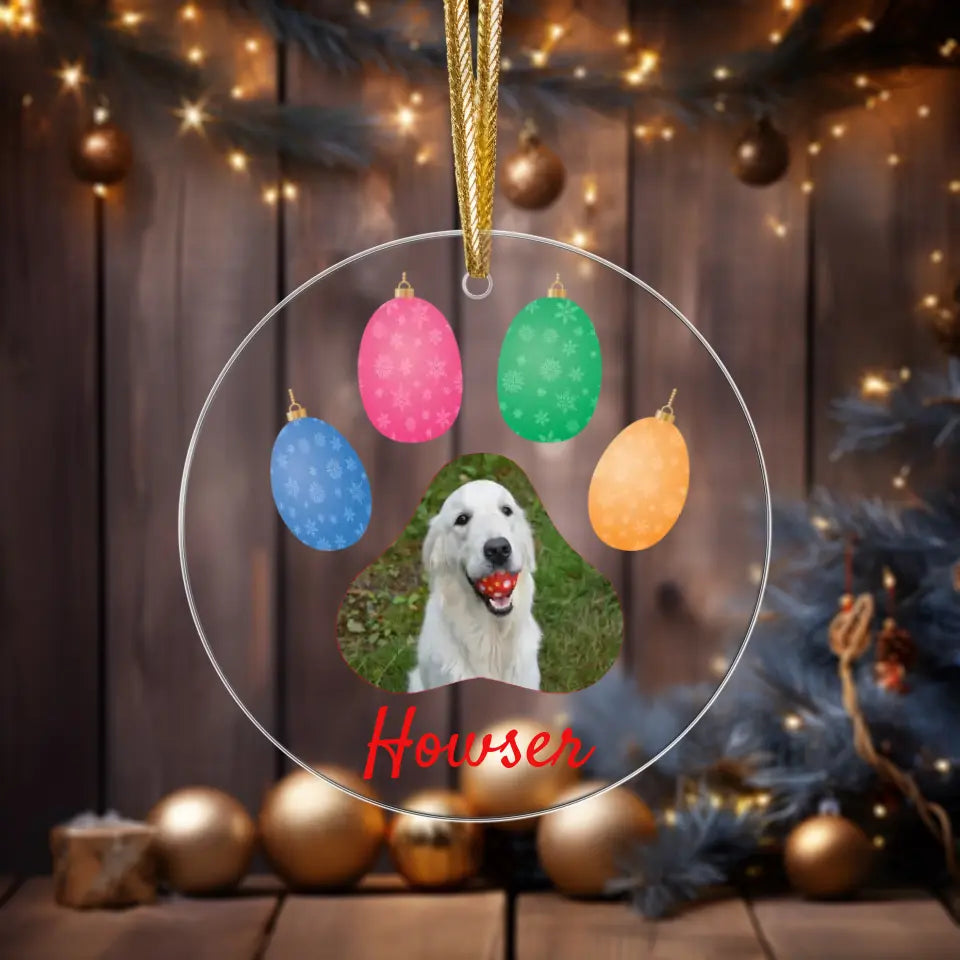 Christmas Ornament Pet Paw Personalized Tree Ornament