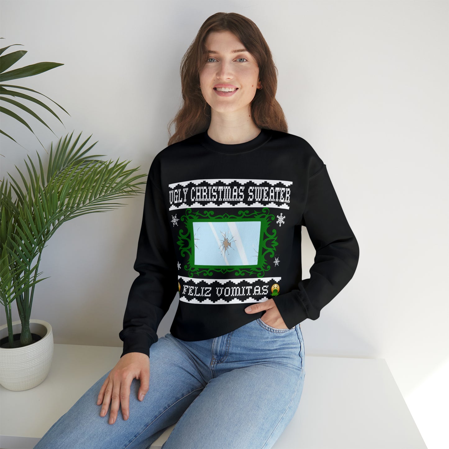 Funny Ugly Christmas Sweater Cracked Mirror Unisex