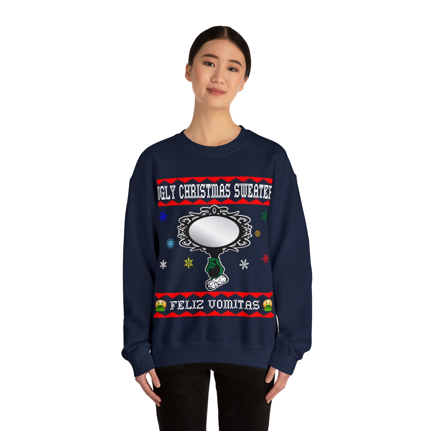 Funny Ugly Christmas Sweater Ugly Faux Reflection Unisex