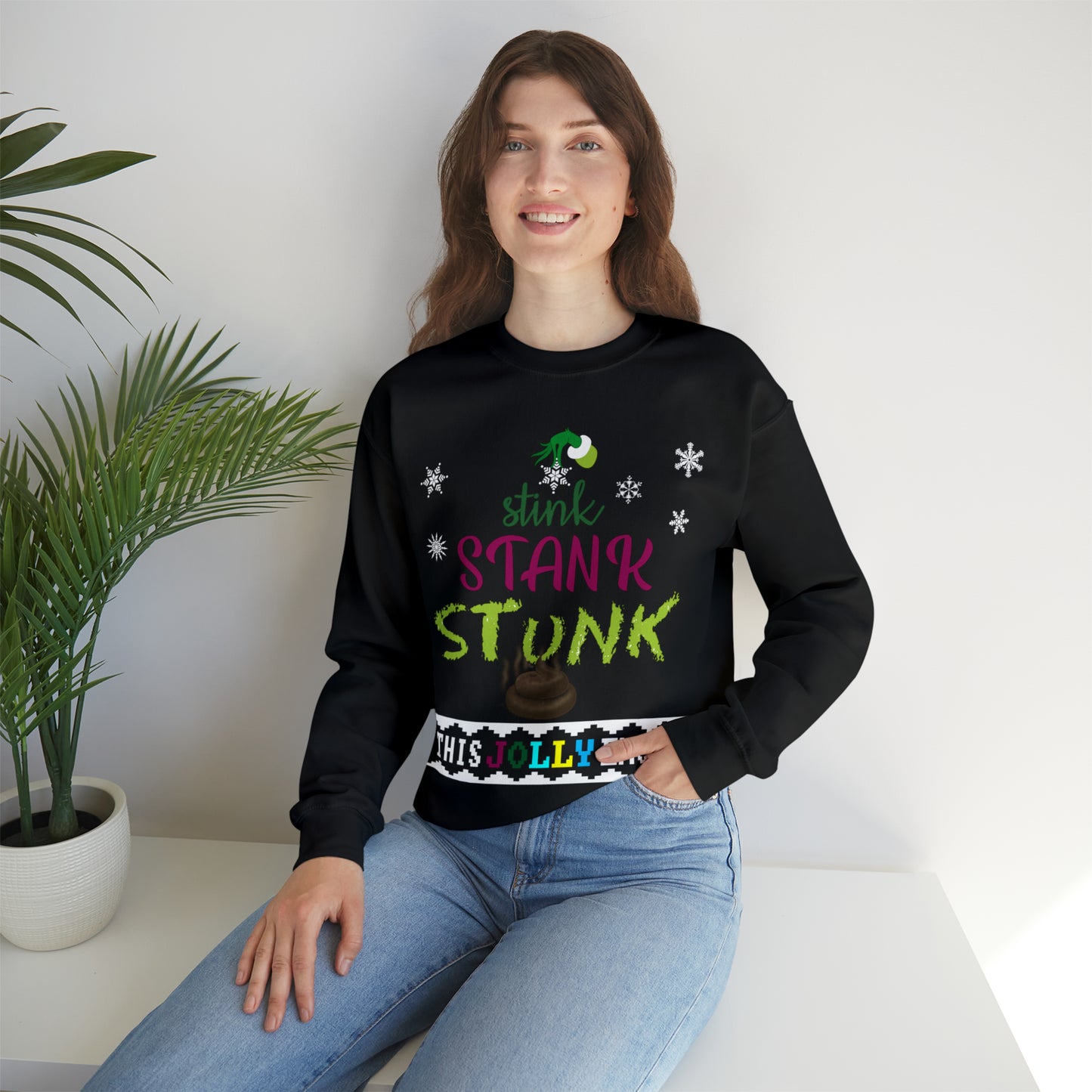 Funny Ugly Christmas Sweater Stink Stank Stunk Christmas Tree Unisex