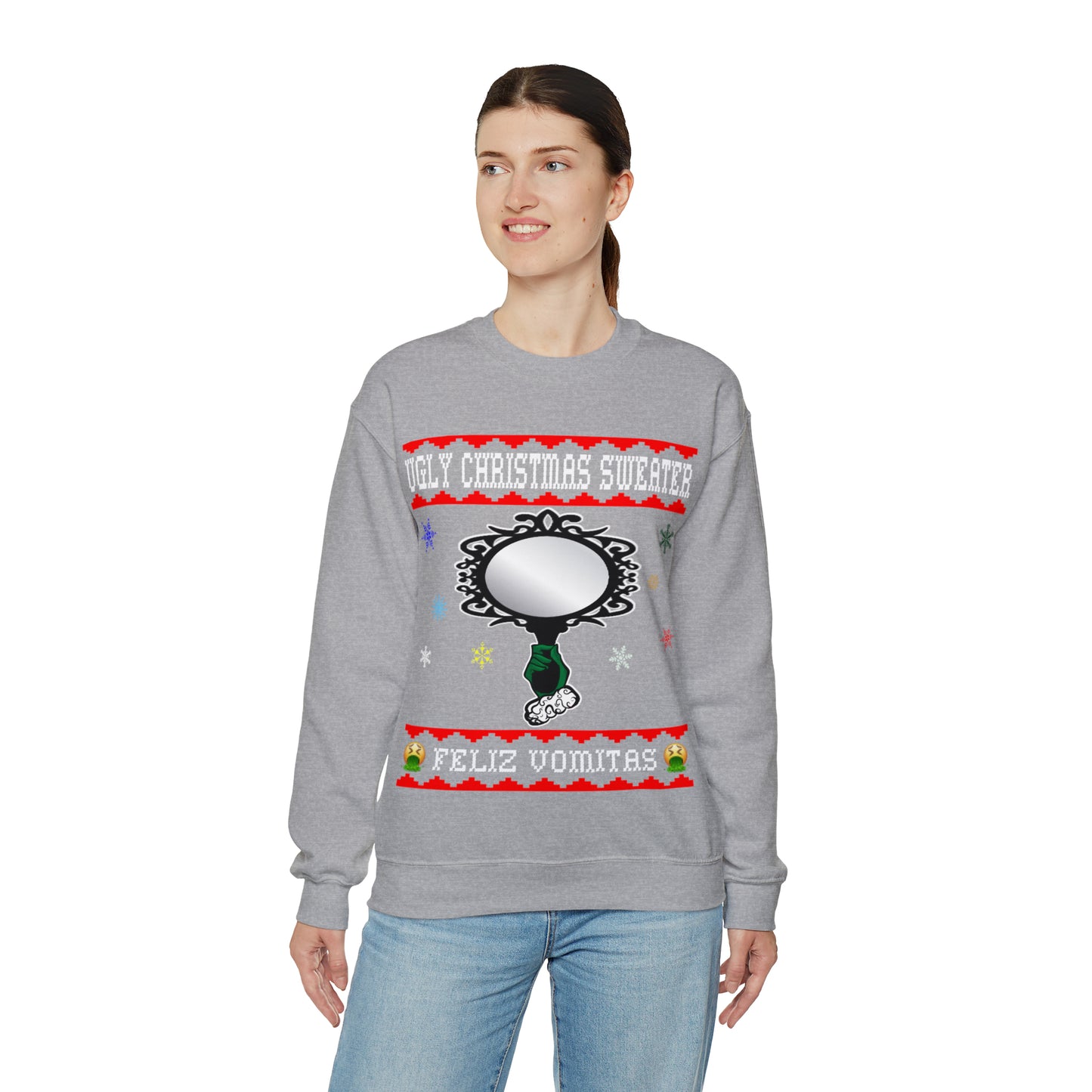 Funny Ugly Christmas Sweater Ugly Faux Reflection Unisex