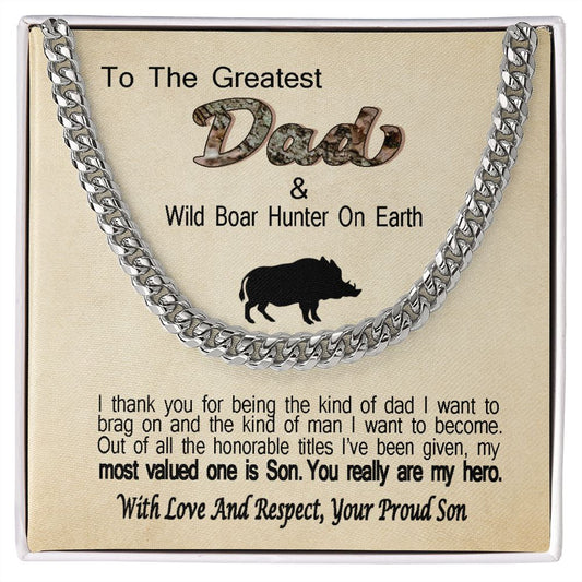 Unique Gift For Dad From Son Boar Hunter Cuban Link Chain Dad Gift