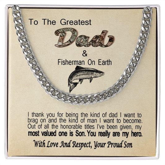 Unique Gift For Dad From Son Fisherman Cuban Link Chain Dad Gift