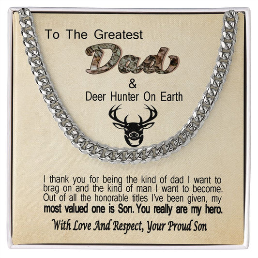 Unique Gift For Dad From Son Deer Hunter Cuban Link Chain Dad Gift