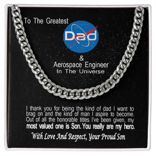 Great Gift For Dad From Son Aerospace Engineer Cuban Link Chain Dad Gift