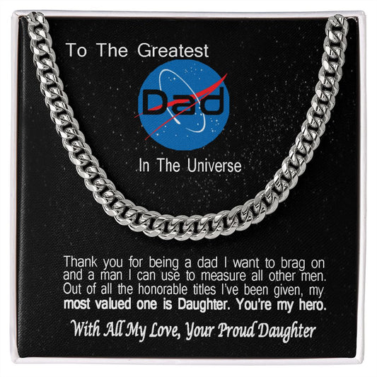 Unique Gift For Dad From Daughter Cuban Link Chain Aerospace Engineer Dad Gift