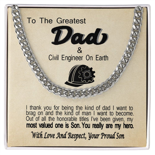 Great Gift For Dad From Son Civil Engineer Cuban Link Chain Dad Gift