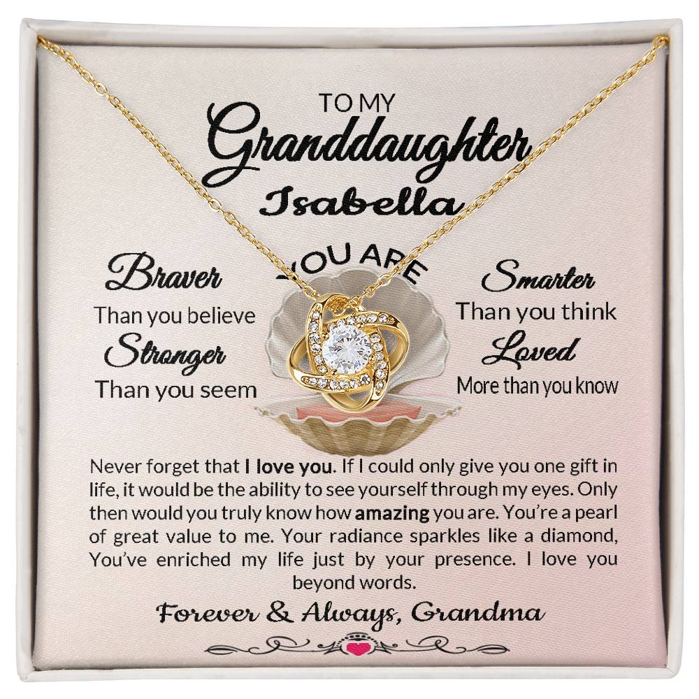 Granddaughter Love Knot Necklace From Grandparent To Granddaughter