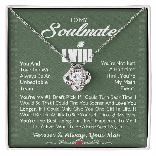 To My Soulmate You're My #1 Draft Pick You're The Best Thing Love Knot Necklace Love Gift