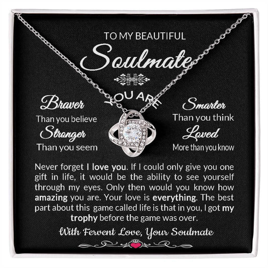 Gift For Soulmate Wife Or Girlfriend From Proud Lover Love Knot Necklace Gift