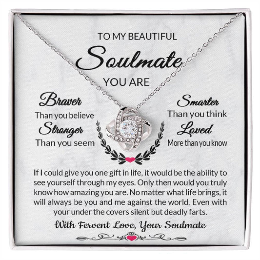 Sentimental and Funny Gift For Soulmate Wife or Girlfriend Love Knot Necklace