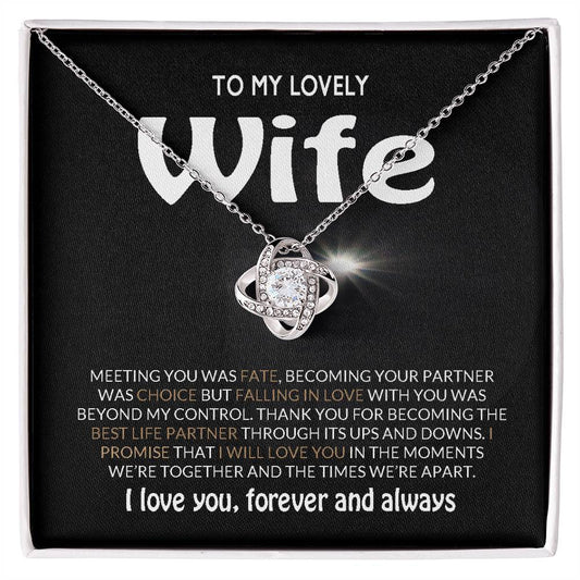 To My Lovely Wife Falling In Love With You Was Beyond My Control Love Knot Necklace