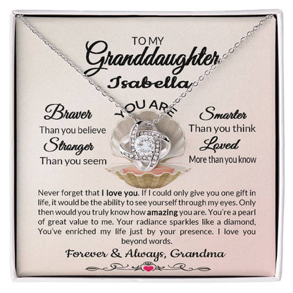 Granddaughter Love Knot Necklace From Grandparent To Granddaughter