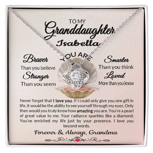 Granddaughter Love Knot Necklace From Grandparent To Granddaughter