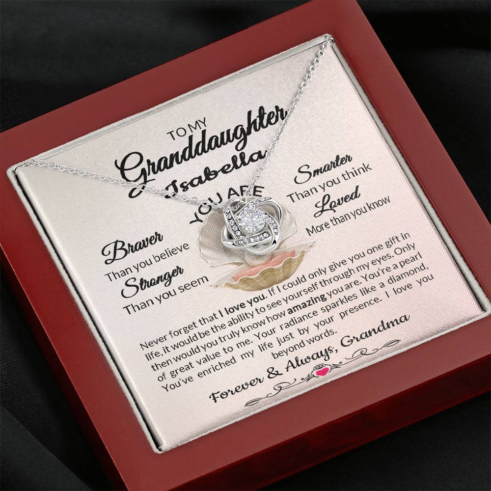 Granddaughter Love Knot Necklace From Grandparent To Granddaughter